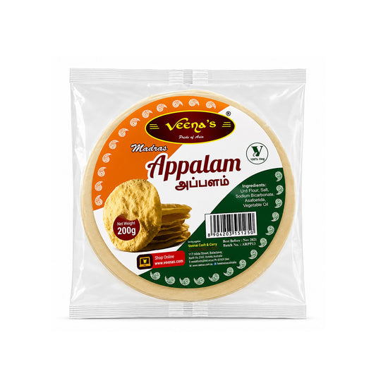 Buy Veena's Madras Appalam 200g at Veenas.com - Online Indian Grocery Store UK