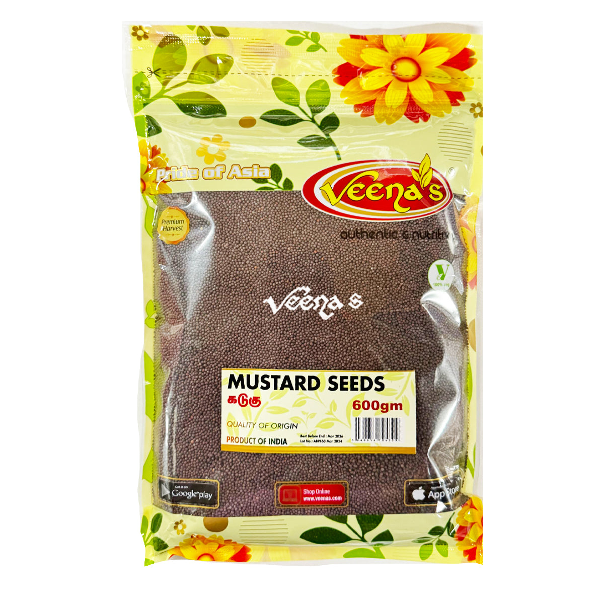 Buy Veena's Mustard Seeds 600g at Veenas.com - Online Indian Grocery Store UK