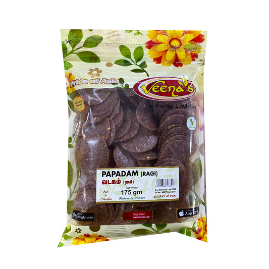 Buy Veenas Papadam (Ragi) 175g at Veenas.com - Online Indian Grocery Store UK