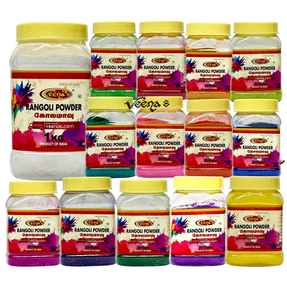 Buy Veena's Rangoli Powder (Set of 14 colours) Online in UK | Veena’s ...
