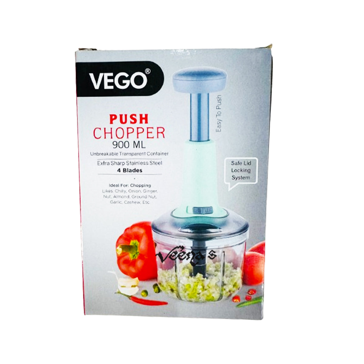Buy Vego Push Chopper 900ml at Veenas.com - Online Indian Grocery Store UK