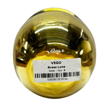 Vego Brass Lota (Size: No. 8) - Classic Design for Rituals, Pooja & Ayurveda Use