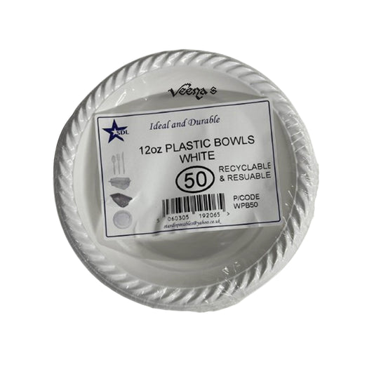 SDL 12oz Plastic Bowls White (50Pcs)