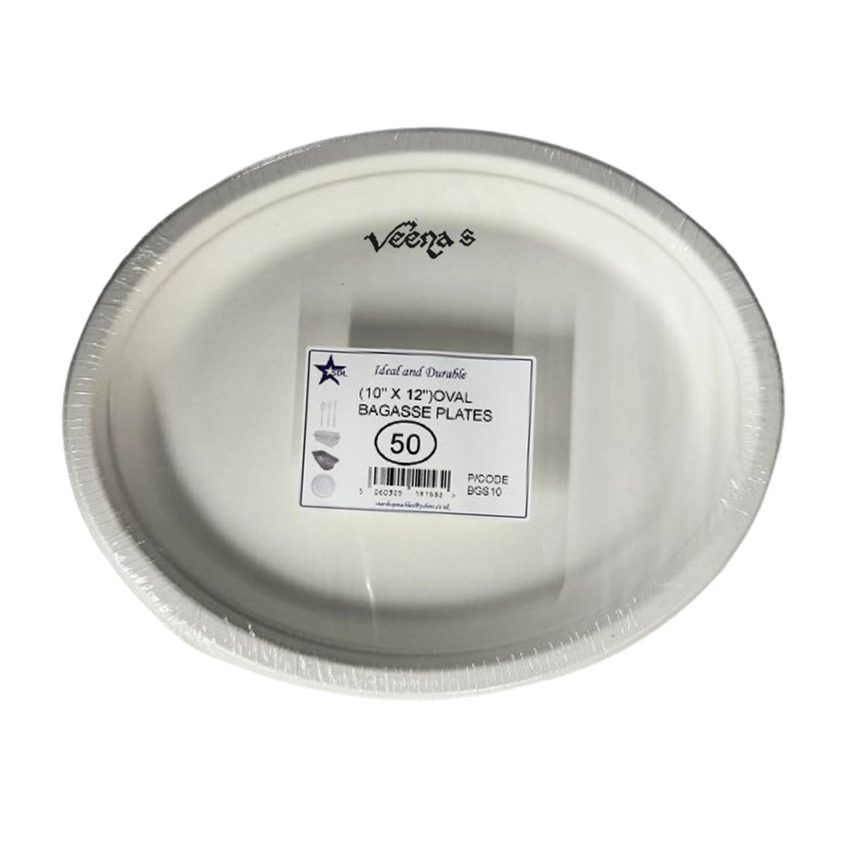 Buy SDL Bagasse Plates Oval Shape(10"x12") at Veenas.com - Online Indian Grocery Store UK