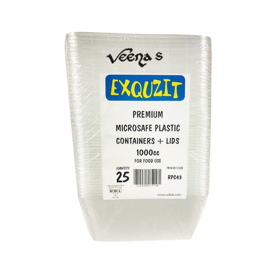 Udl Exquit Premium Microsafe Plastic Containers+Lids 1000cc (RPC43)