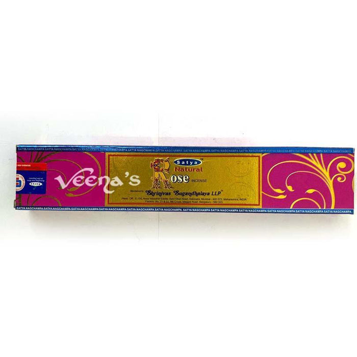 Satya Sai Nagchampa Rose Incense 15G - veenas.com