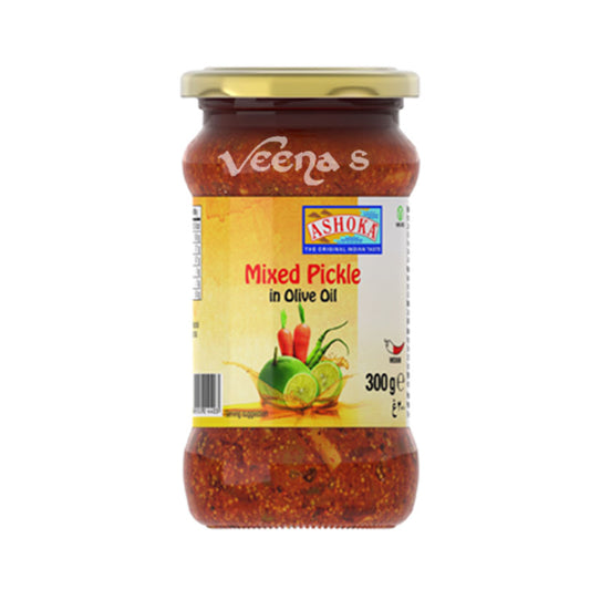 Buy Ashoka Mixed Pickle in Olive Oil 300g at Veenas.com - Online Indian Grocery Store UK