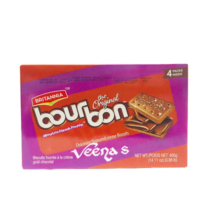 Buy Britannia Bourbon Cream Treat Biscuits 400g at Veenas.com - Online Indian Grocery Store UK