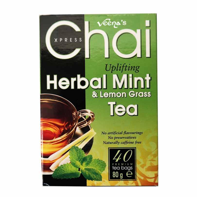 Buy Chai Xpress Herbal Mint & Lemon Grass Tea 80g at Veenas.com - Online Indian Grocery Store UK