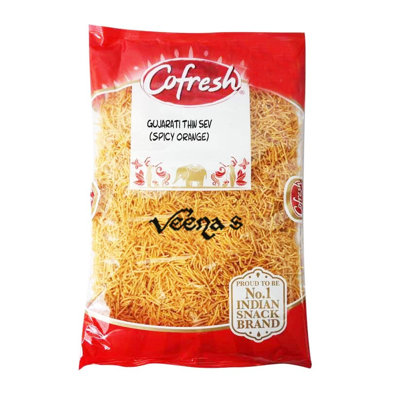 Buy Cofresh Thin Sev Gujarati (Spicy Orange) 300g at Veenas.com - Online Indian Grocery Store UK