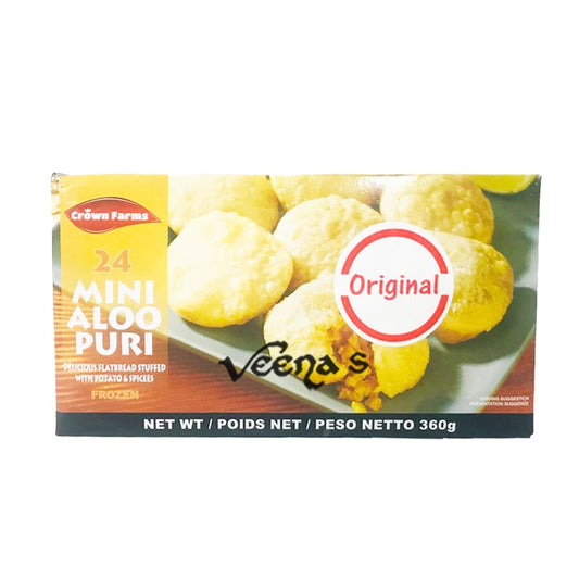Buy Crown Farms 24 Mini Aloo Puri Frozen 360g at Veenas.com - Online Indian Grocery Store UK