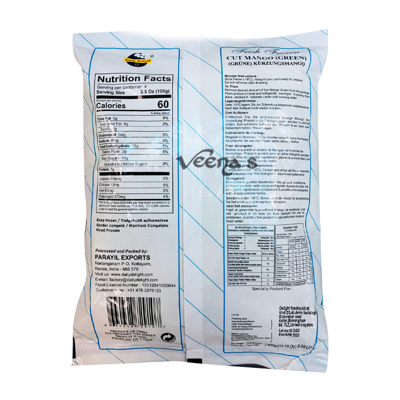 Buy Daily Delight Cut Mango (Green) 400g at Veenas.com - Online Indian Grocery Store UK