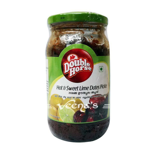 Buy Double Horse Hot & Sweet Lime Dates Pickle 400g at Veenas.com - Online Indian Grocery Store UK
