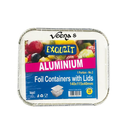 Buy Udl Exquzit 1 Portion No.2 Foil Containers With Lids 10pcs (RPF06) at Veenas.com - Online Indian Grocery Store UK