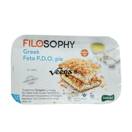 Buy Filosophy Greek Feta P.D.O Pie 550g at Veenas.com - Online Indian Grocery Store UK
