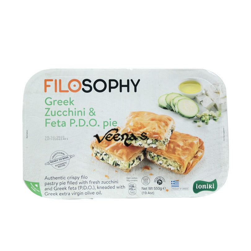 Buy Filosophy Greek Zucchini & Feta P.D.O Pie 550g at Veenas.com - Online Indian Grocery Store UK