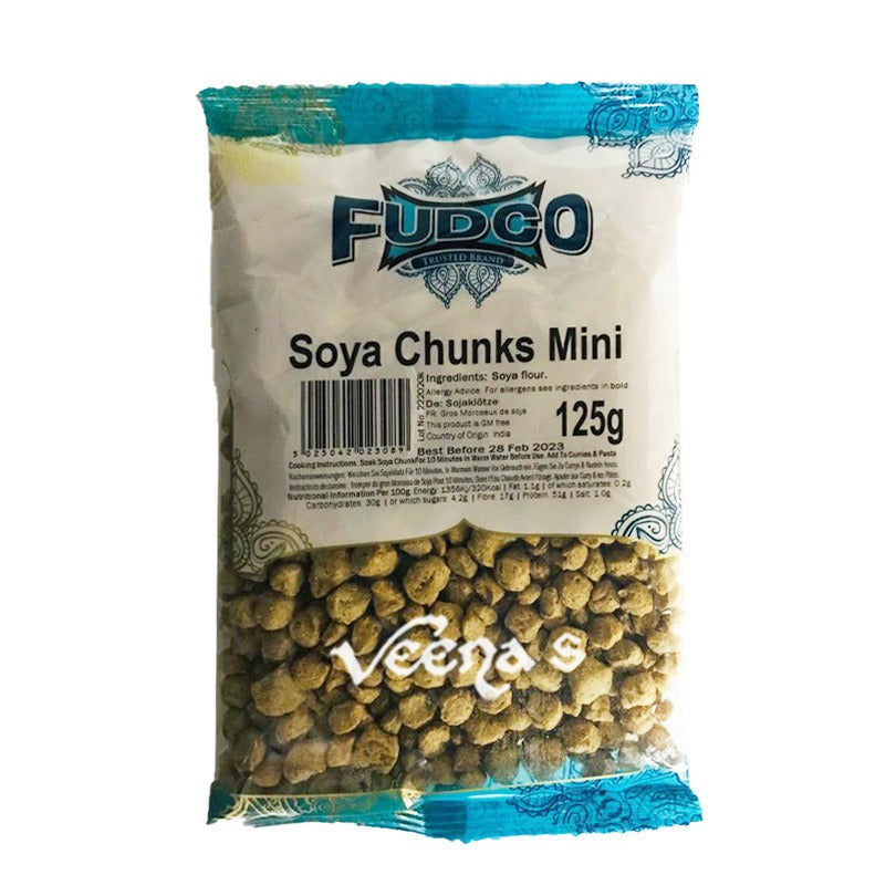 Buy Fudco Soya Chunks Mini 125g at Veenas.com - Online Indian Grocery Store UK