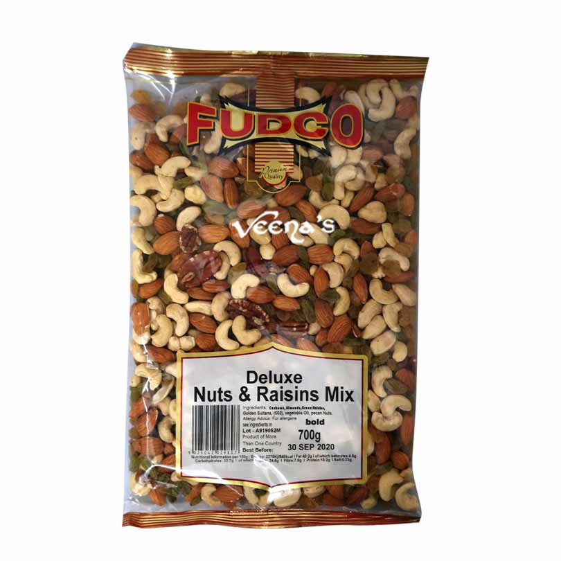 Buy Fudco Deluxe Nuts & Raisins Mix 700g at Veenas.com - Online Indian Grocery Store UK