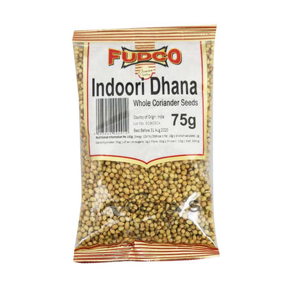 Buy Fudco Indoori Dhana (Whole Coriander Seed) 75g at Veenas.com - Online Indian Grocery Store UK