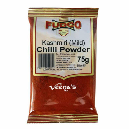 Buy Fudco Kashmiri Mild Chilli Powder 75g at Veenas.com - Online Indian Grocery Store UK