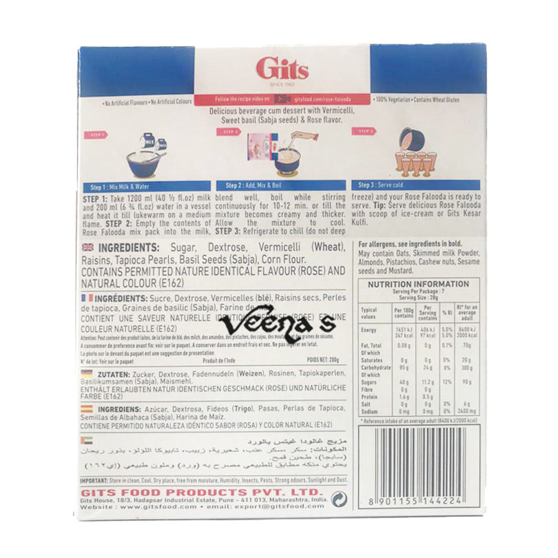 Buy Gits Rose Falooda 200G at Veenas.com - Online Indian Grocery Store UK