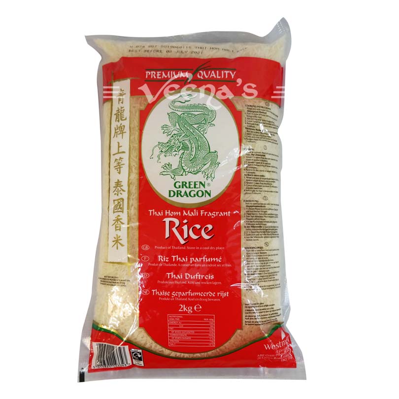 Buy Green Dragon Thai Fragrant Rice 2kg at Veenas.com - Online Indian Grocery Store UK