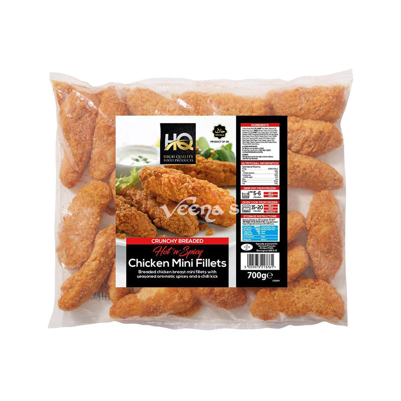 Buy HQ Crunchy Breaded Hot & Spicy Chicken Mini Fillet 600g at Veenas.com - Online Indian Grocery Store UK