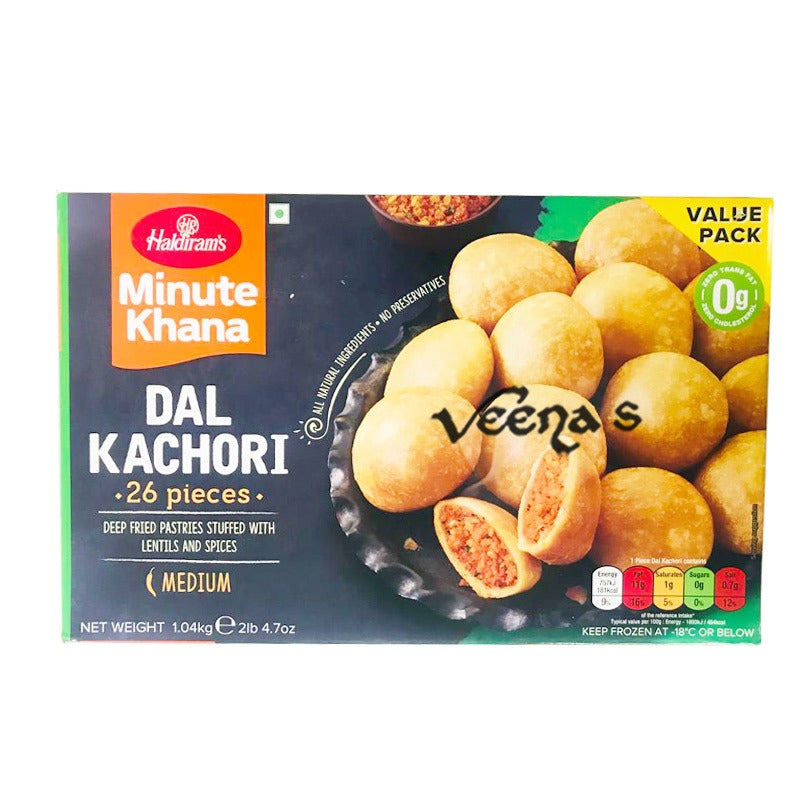 Buy Haldiram's Minute Dal Kachori 26 Pieces Medium 1.04kg at Veenas.com - Online Indian Grocery Store UK