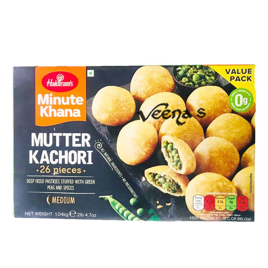 Buy Haldiram's Minute Khana Mutter Kachori 26 Pieces Medium 1.04kg at Veenas.com - Online Indian Grocery Store UK