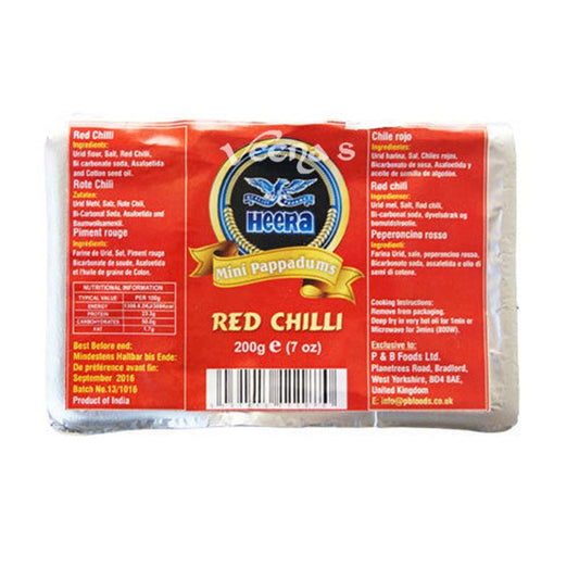 Heera Mini Papadums Red Chilli 200g