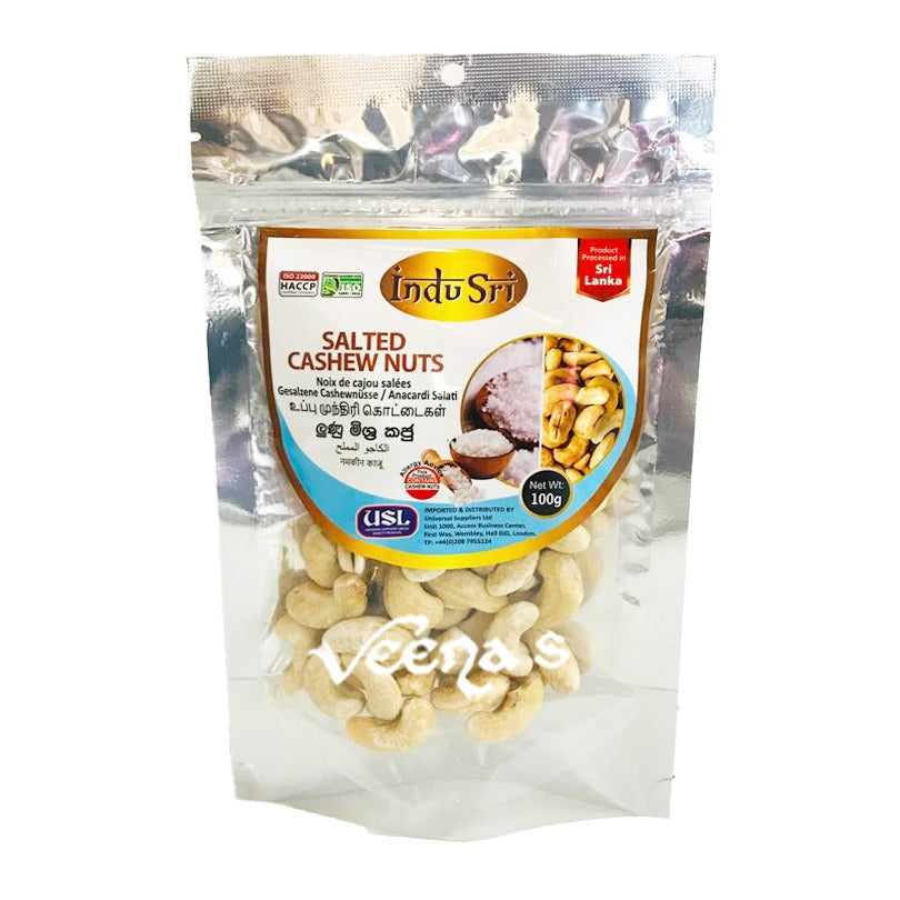Buy Indu Sri Salted Cashew Nuts 100g at Veenas.com - Online Indian Grocery Store UK