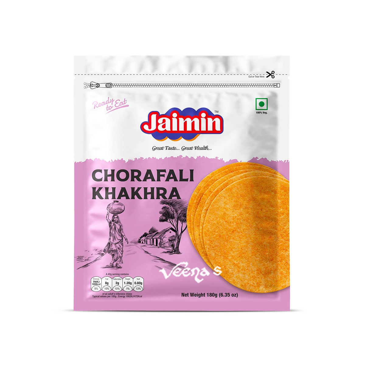 Buy Jaimin Chorafali Khakhra 180g at Veenas.com - Online Indian Grocery Store UK