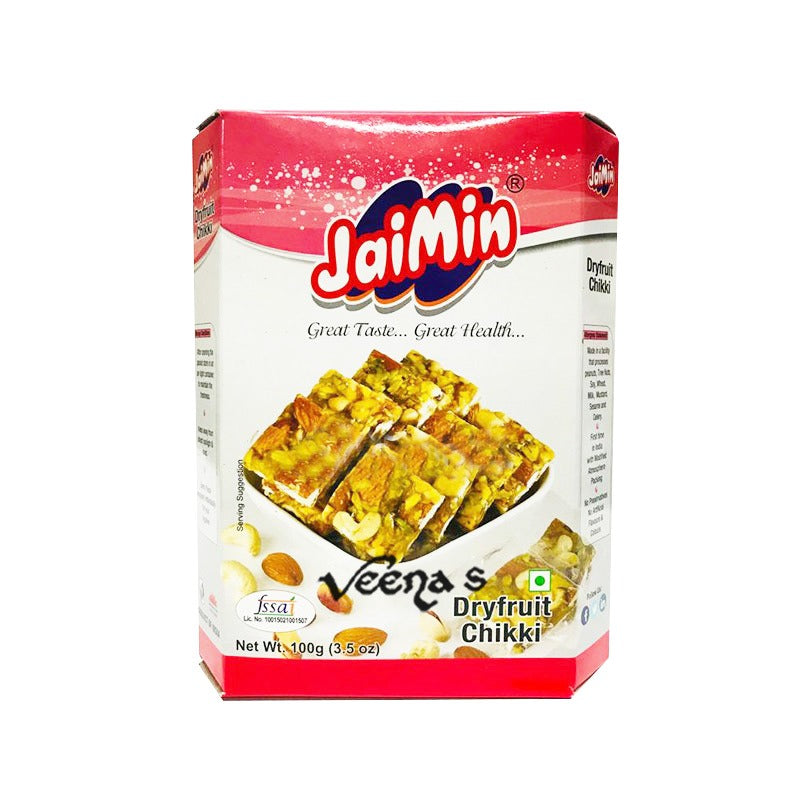 Buy Jaimin Dry Fruit Chikki 100g at Veenas.com - Online Indian Grocery Store UK