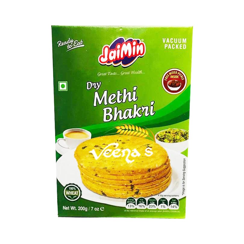 Buy Jaimin Dry Methi Bhakri 200g at Veenas.com - Online Indian Grocery Store UK