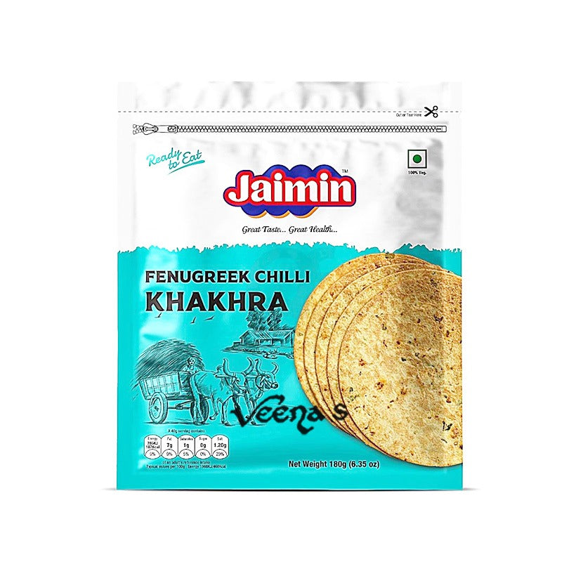 Buy Jaimin Fenugreek Chilli Khakhra 180g at Veenas.com - Online Indian Grocery Store UK