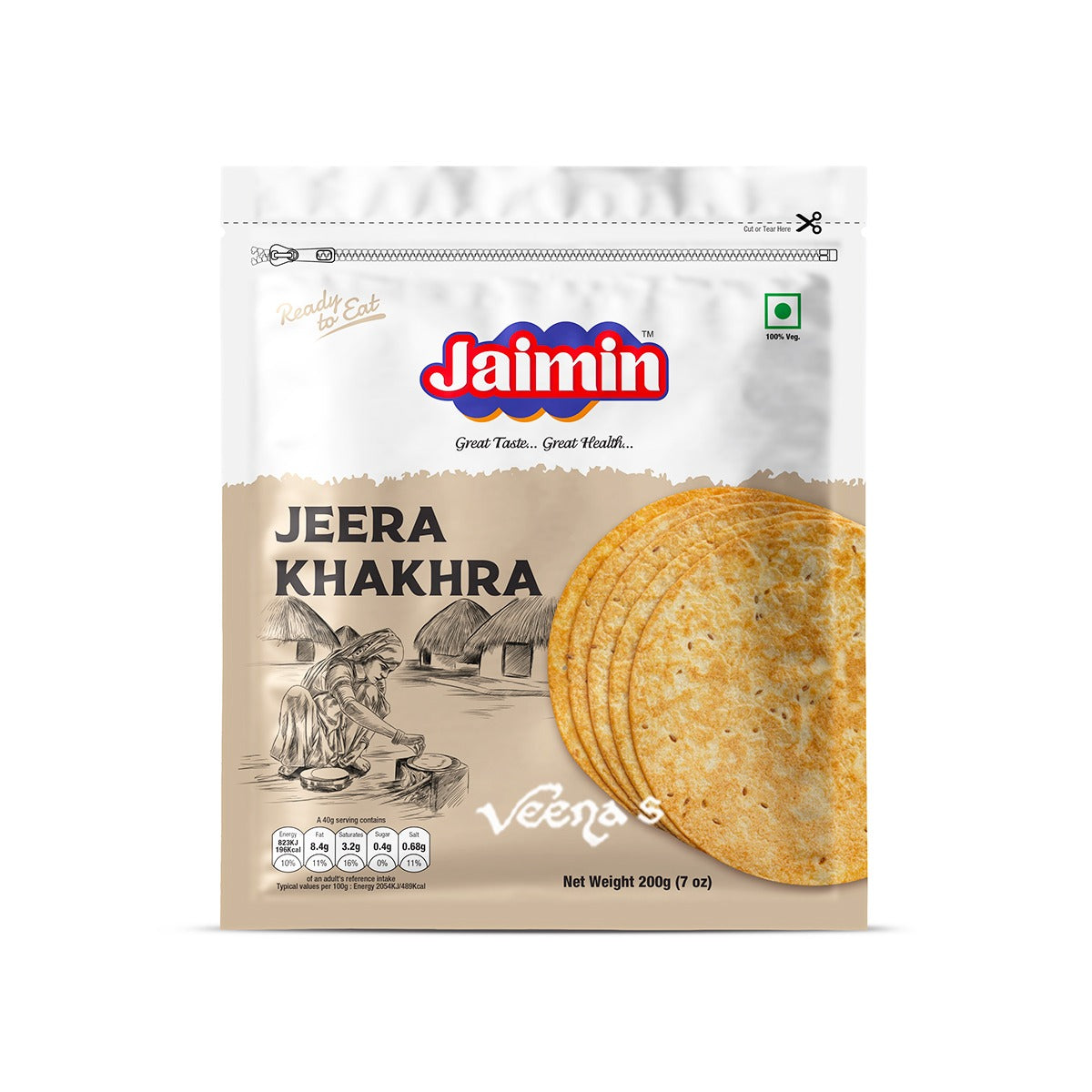 Buy Jaimin Jeera Khakhra 200g at Veenas.com - Online Indian Grocery Store UK