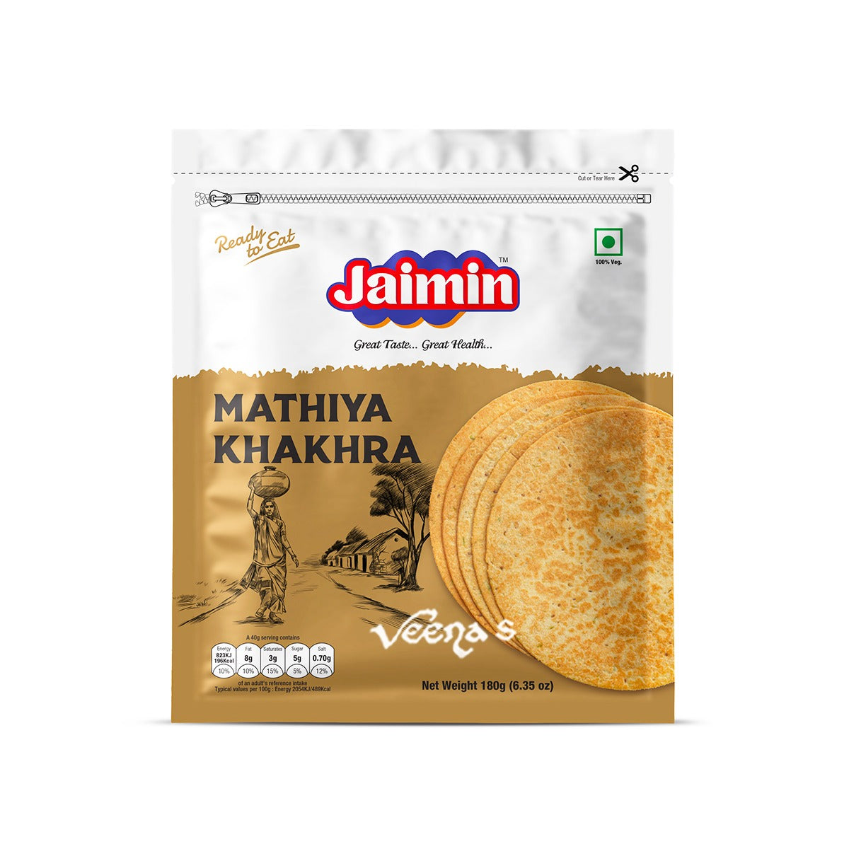 Buy Jaimin Mathiya Khakhra 180g at Veenas.com - Online Indian Grocery Store UK