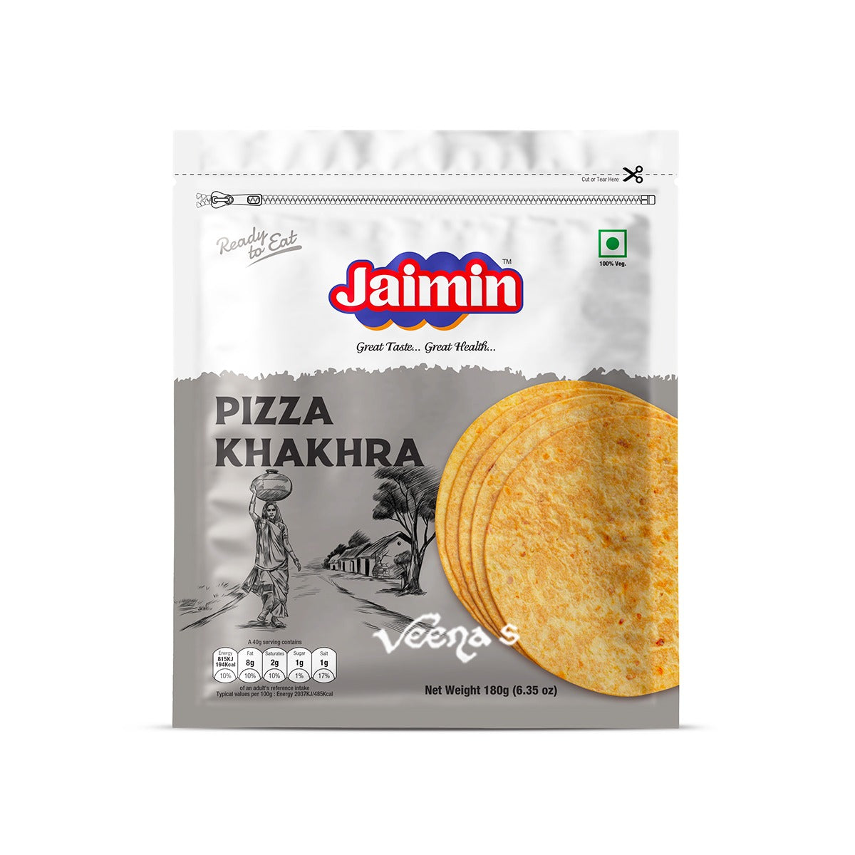 Buy Jaimin Pizza Khakhra 180g at Veenas.com - Online Indian Grocery Store UK
