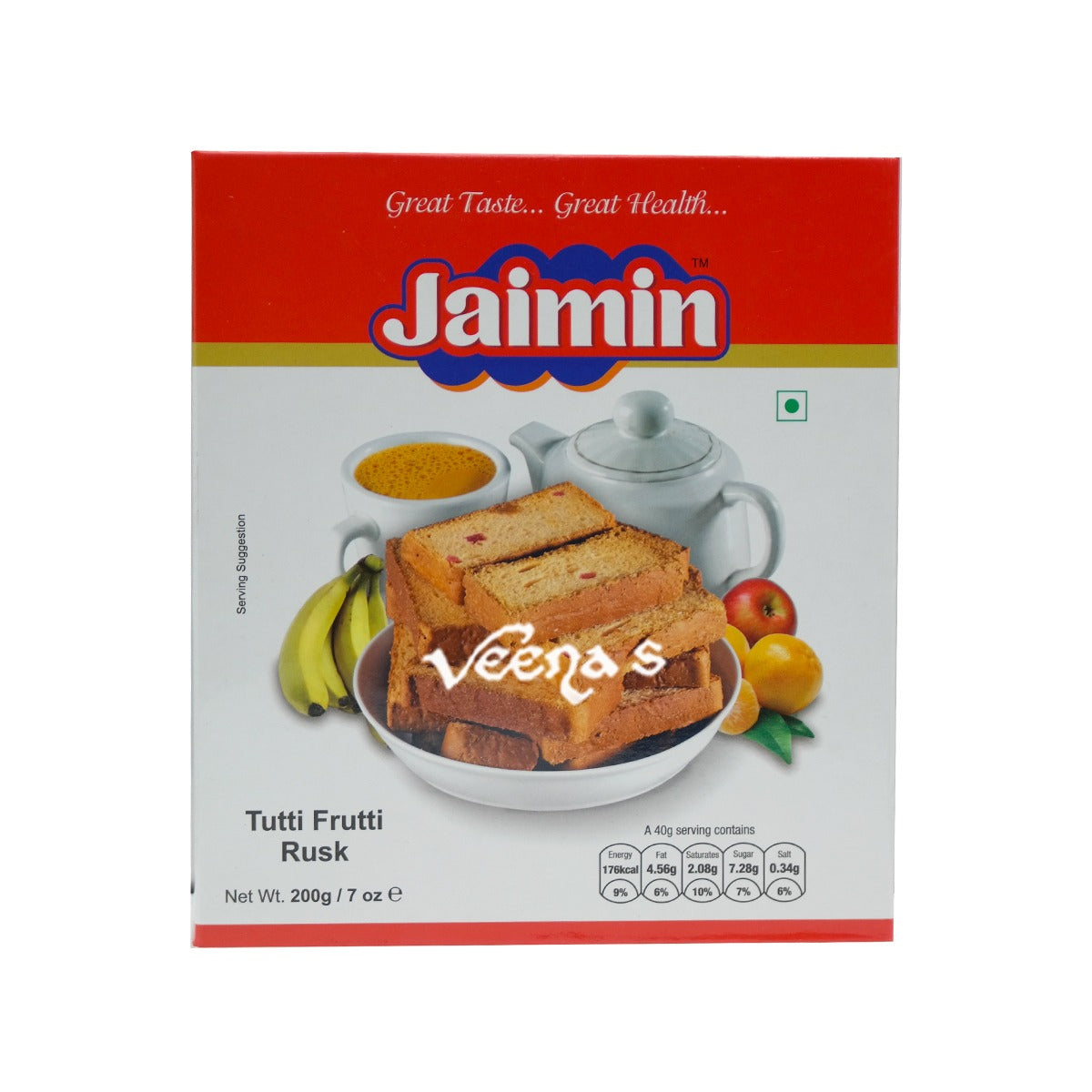 Buy Jaimin Tutti Frutti Rusk 200g at Veenas.com - Online Indian Grocery Store UK