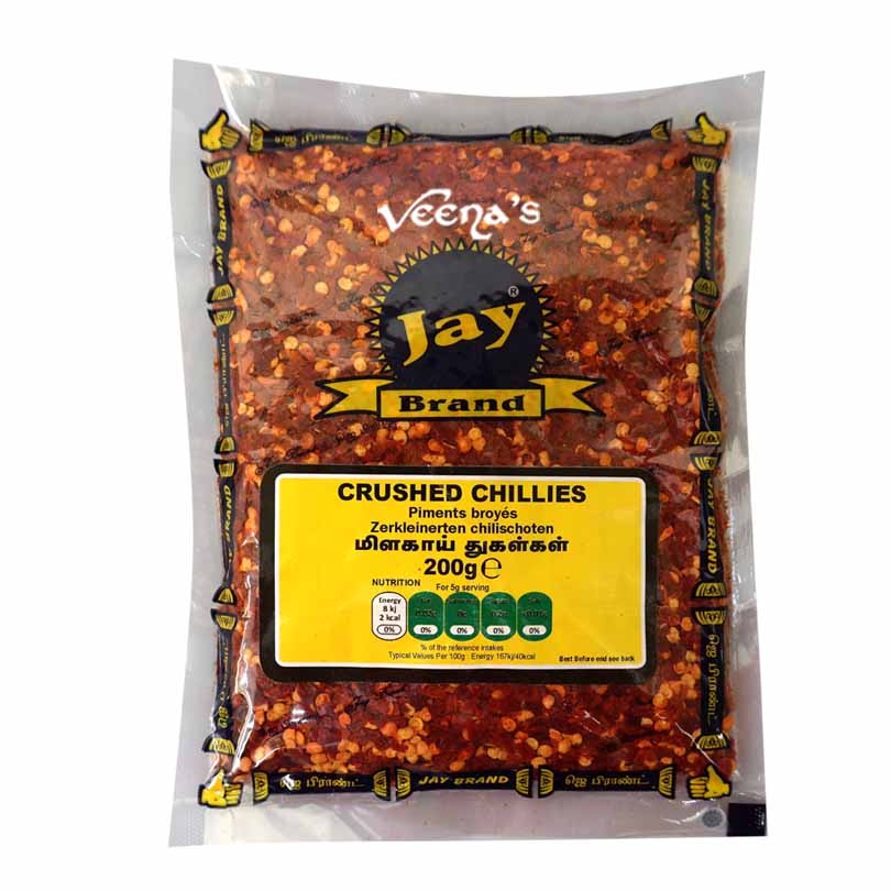 Buy Jay Brand Crushed Chillies 200g at Veenas.com - Online Indian Grocery Store UK