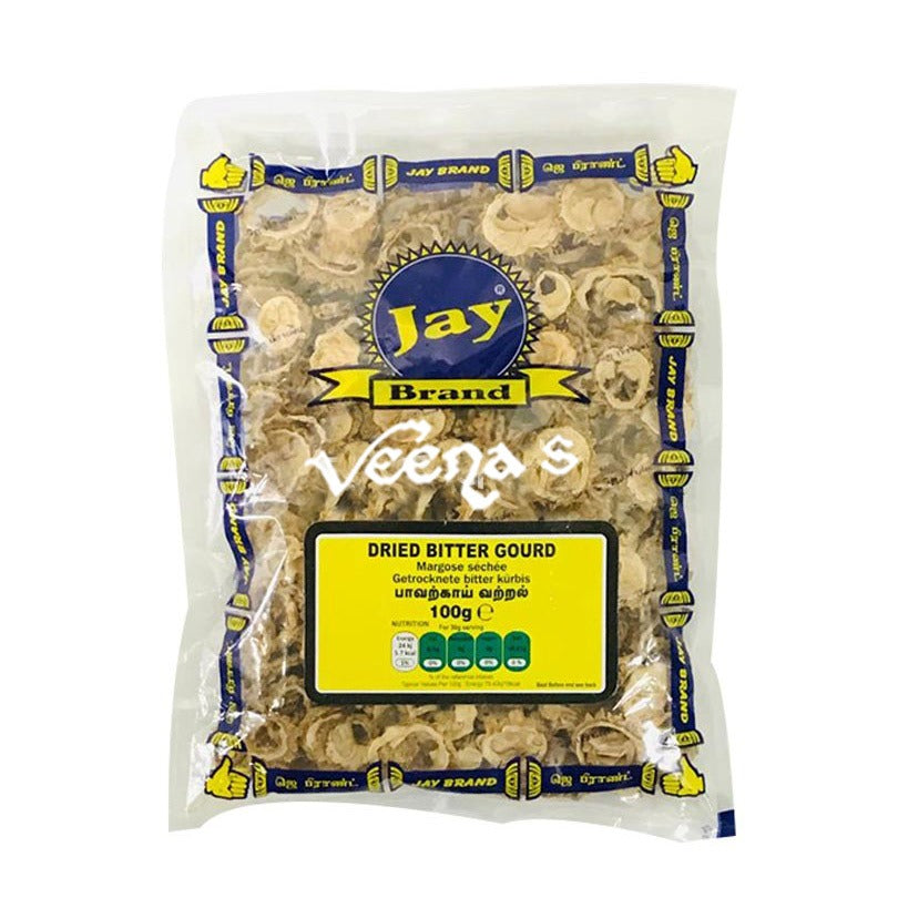 Buy Jay Brand Dried Bitter Gourd (Pavakkai Vathal) 100g at Veenas.com - Online Indian Grocery Store UK