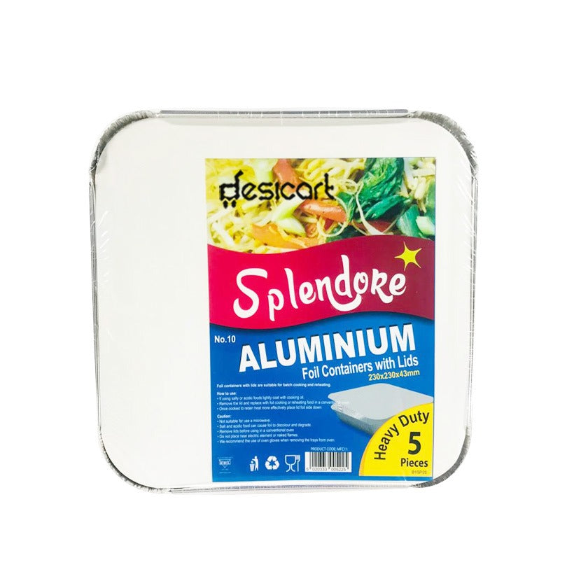 Buy Splendore No.10 Aluminium Foil Containers with Lids Heavy Duty 5Pcs at Veenas.com - Online Indian Grocery Store UK 
