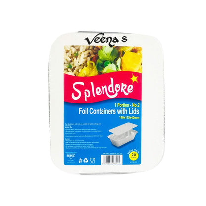 Buy Udl Splendore 1 Portion No.2 Foil Containers With Lids 20pcs (TFC02) at Veenas.com - Online Indian Grocery Store UK