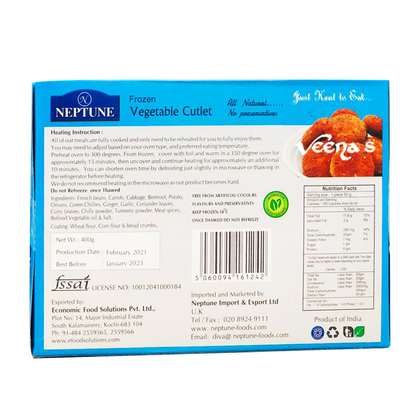 Neptune Frozen Vegetable Cutlet 400g