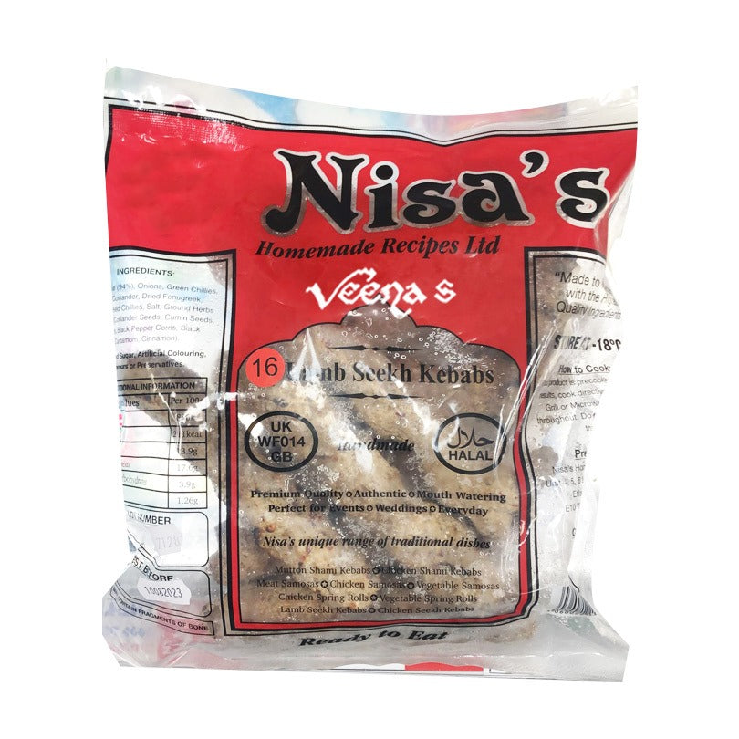 Buy Nisa's 16 Lamb Seekh Kababs at Veenas.com - Online Indian Grocery Store UK