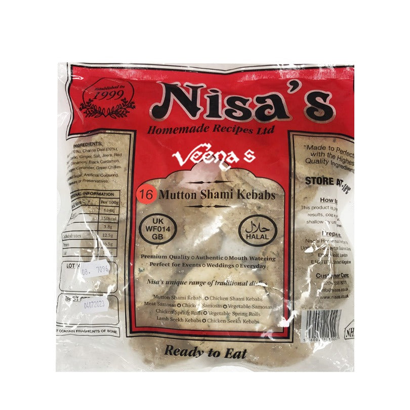 Buy Nisa's 16 Mutton Shami Kababs at Veenas.com - Online Indian Grocery Store UK