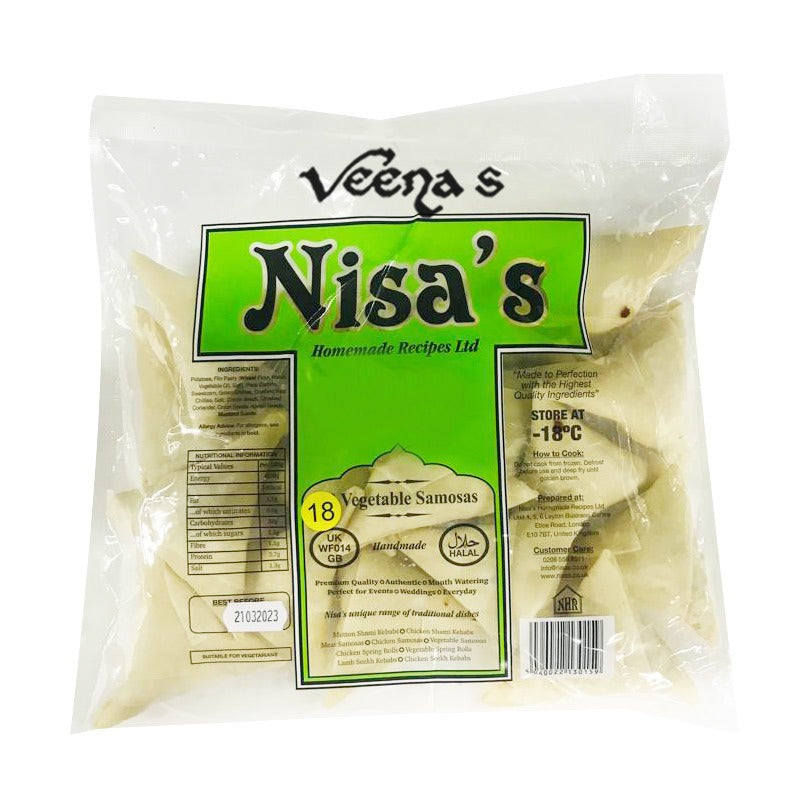 Buy Nisa's Vegetable Samosas 18 (Pcs) at Veenas.com - Online Indian Grocery Store UK