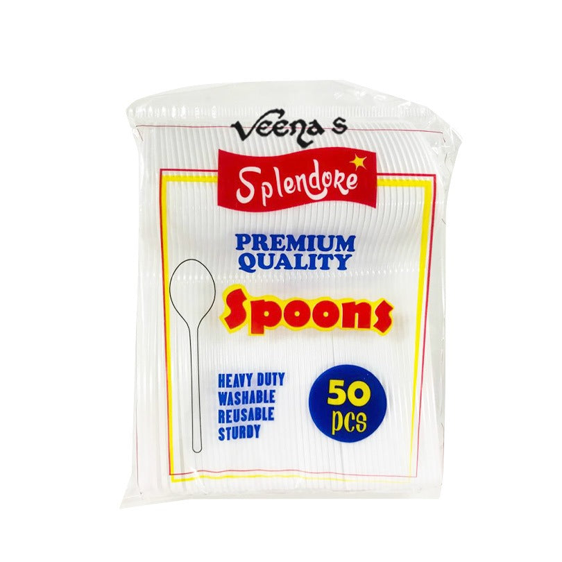 Buy Udl Splendore White Plastic Spoons 50pcs (DPCS03) at Veenas.com - Online Indian Grocery Store UK