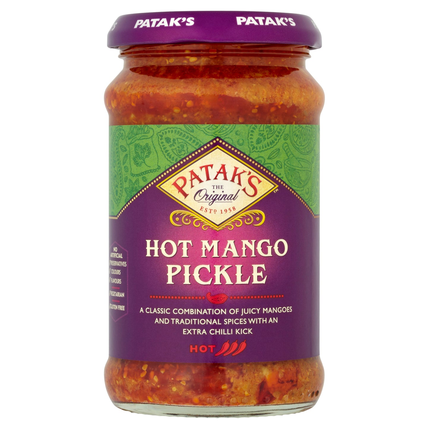 Buy Pataks Mango Pickle Hot 283g at Veenas.com - Online Indian Grocery Store UK