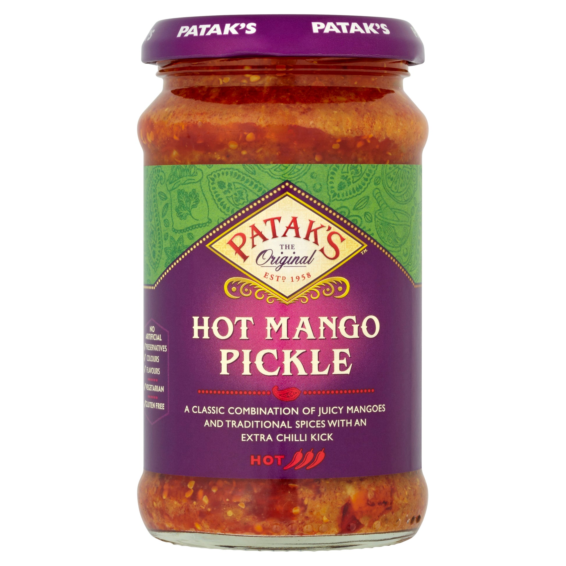 Buy Pataks Mango Pickle Hot 283g at Veenas.com - Online Indian Grocery Store UK